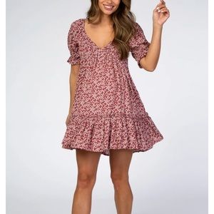 EUC PinkBlush Rust Floral Maternity Mini Dress